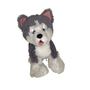 Husky Plushie White Siberian Plush Stuffed Animal Dog Soft Fur Blue Eyes 13 in